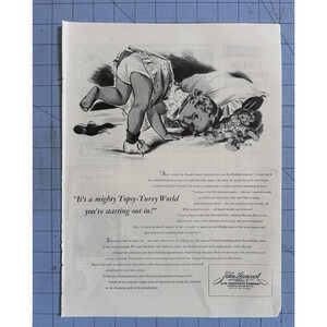 VTG 1944 Orig Magazine Ad John Hancock Insurance A Mighty Topsy-Turvy World